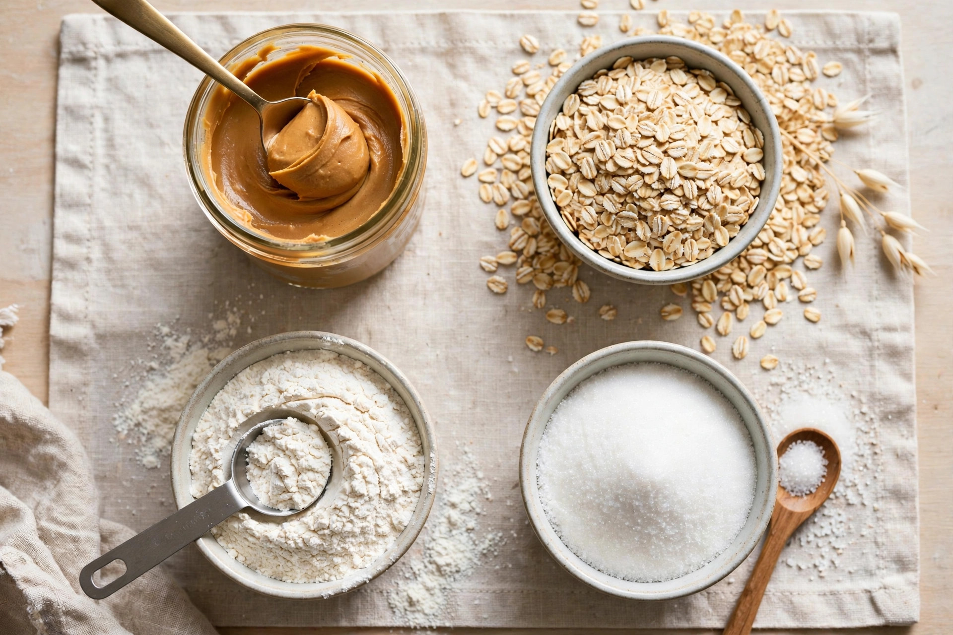 Ingredients for vegan peanut butter cookies