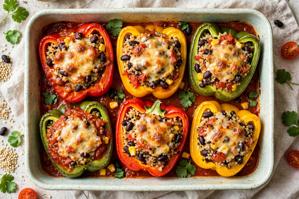 Vegan Stuffed Bell Peppers (Easy, 50 Minutes)